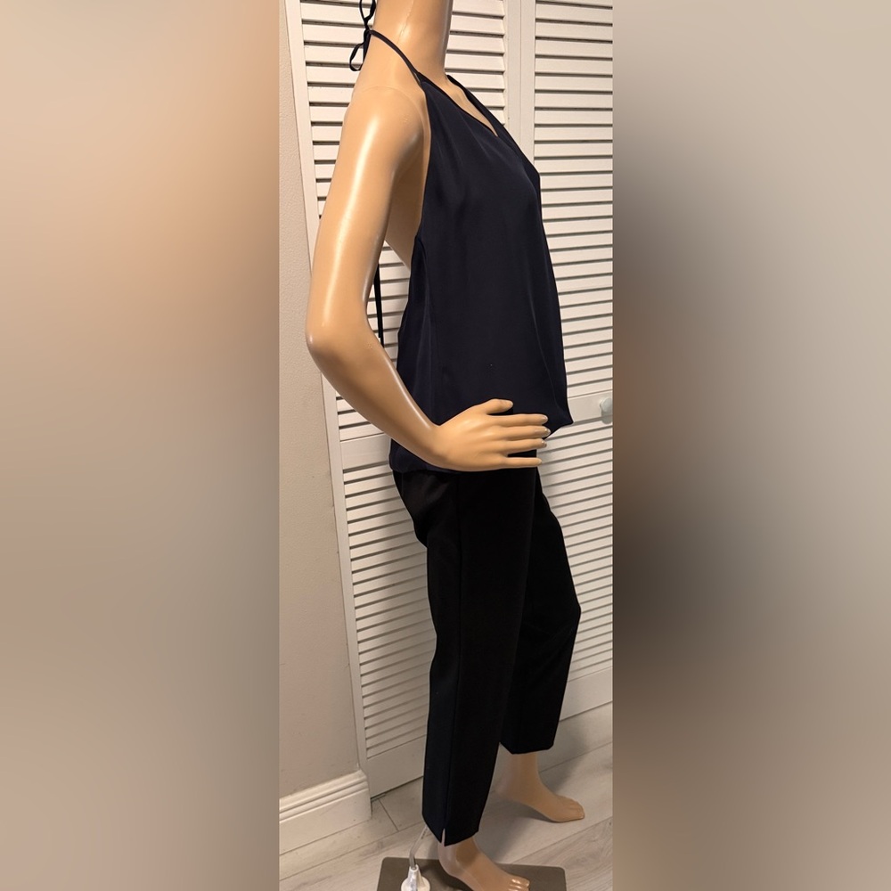 L’AGENCE Silk Versatile Halter Wrap Camisole Navy Draped Top Size S - Picture 11 of 16
